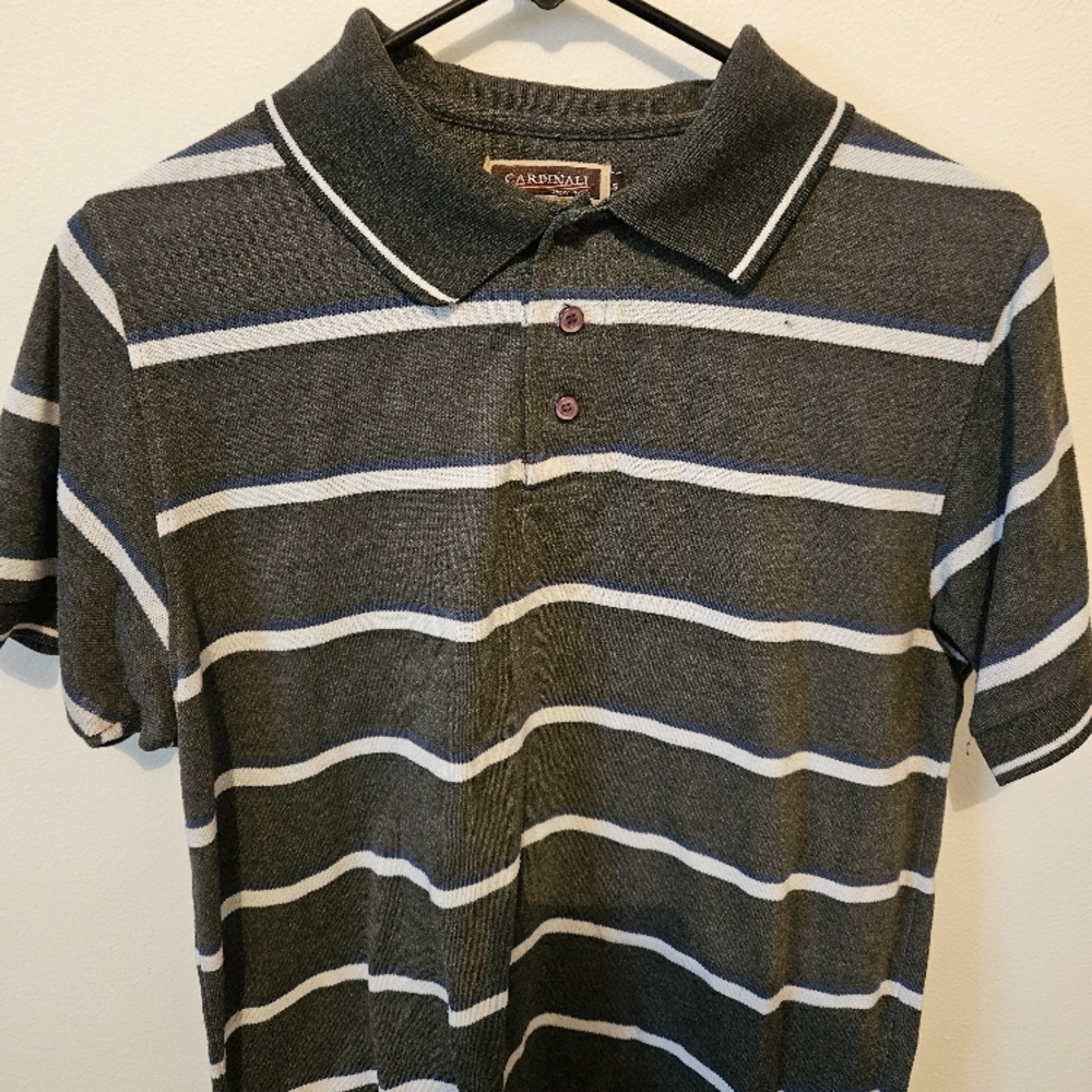 Men's Striped Polo Shirt - Black and White